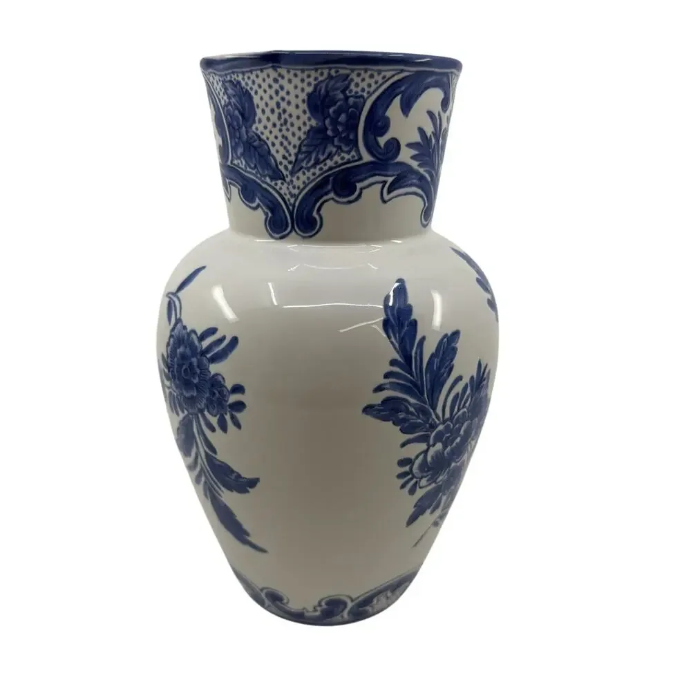Tiffany & Co. DELFT Blue & White Porcelain 9.75” Vase Made In Portugal 1996